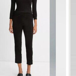 NEW Vince Split Hem Crop Stretch Suede Pants Black M